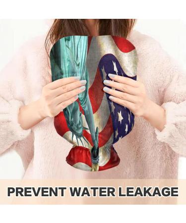 Mnsruu American Flag Freedom Statue Heat Bottle - Velvet Cover 2L Warm-Up Bag for Pain Relief & Cold Therapy - Buy Online on GoSupps.com