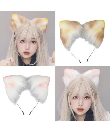 amangul Cosplay Ear Headband Woman Students Carnivals Anime Character Hairband Ear Headbands Plush Christmas Hair Hoop(White Powder) - Buy Online on GoSupps.com