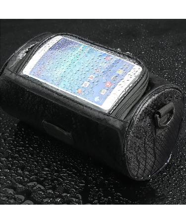 Waterproof Bike Handlebar Bag w/ Phone Holder & Shoulder Strap | Transparent Touch Screen Pouch for Dirt, Road & Mountain Bikes | Black 8.6x4.9 - Buy Online on GoSupps.com