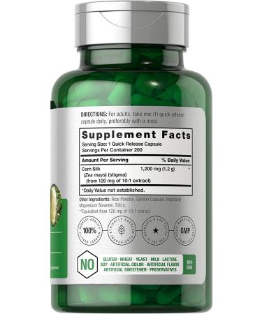 Corn Silk Capsules 1200mg | 200 Pills | Non-GMO & Gluten Free Extract Supplement - Buy Online on GoSupps.com