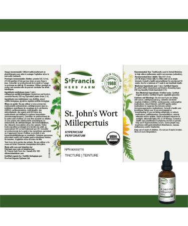 St. Francis Herb Farm St. John's Wort Herbal Tincture Liquid | Helps to Relieve Restlessness & Nervous | Traditional Herbal Sedative | Organic | Non-GMO | Lactose-Free | (50ml) 50 ml (Pack of 1) - Buy Online on GoSupps.com