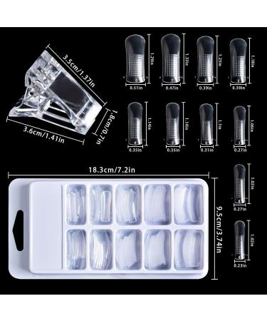 Kalolary Full Cover Dual Nail System Form 100PCS Clear Dual Forms UV Gel Acrylic Tips + 10PCS Poly Gel Quick Building Nail Tip Clip - Buy Online on GoSupps.com