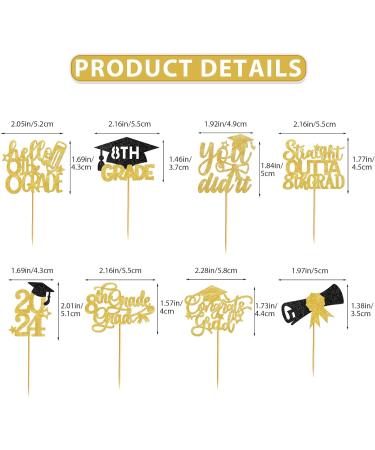 40Pcs Graduation Cupcake Toppers 2024 8th Grade Grad Cupcake Toppers 8th Grade Graduation Party Decorations 2024 class of 2024 You Did it Decorations for 8th Grade Graduation Party Supplies Gold - Buy Online on GoSupps.com
