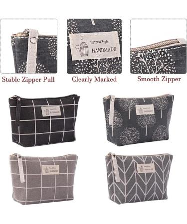 Shop Multifunctional Canvas Makeup Bag Set - 2 Portable Cosmetic Bags for Travel Office & School - Black/Gray Checkered - Buy Online on GoSupps.com