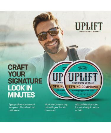 Uplift Provisions Styling Compound - Clay Pomade for Natural Matte Finish & Medium Hold - Versatile 3 oz Hair Clay for Men & Women - Buy Online on GoSupps.com