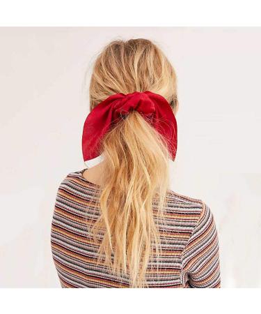 Aileam 6PCS Satin Silk Hair Scrunchies with Bunny Ear Bow - Classic Color Set - Buy Online on GoSupps.com