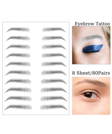 80 Pair Biomimetic Waterproof Temporary Eyebrow Tattoos for Women - Natural False Eyebrows Makeup Sticker (A4) - Buy Online on GoSupps.com