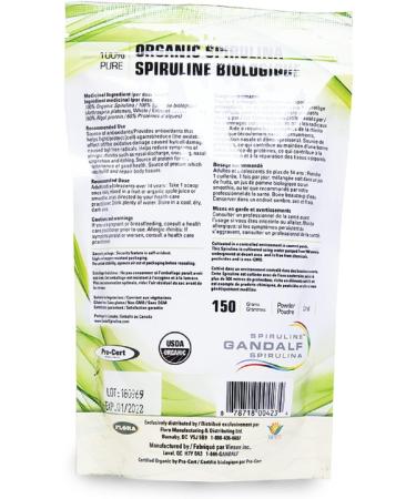 Gandalf Certified Organic Spirulina Powder Ultra Pure Blue-Green Algae Certified 3rd Party Tested Canada s Most Trusted Brand Vegan - 150g - Buy Online on GoSupps.com