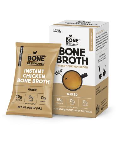 Bone Brewhouse - Unflavored Chicken Bone Broth Protein Powder - Keto & Paleo Friendly - Instant Soup Broth - 15g Protein - Natural Collagen, Gluten-Free & Dairy free - 5 Individual Packets 1 Pack