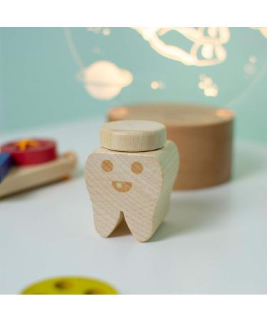 LAUBLUST Wooden Milk Tooth Box with Lid | Engraved Tooth Design & Smiley | Perfect Childhood Keepsake & Gift for Kids - Buy Online on GoSupps.com