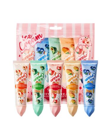 Hand Cream Christmas Set, 5 Sticks Mini Fruit Ice Cream Hand CreamSet, Hand Cream for Dry Hands, Little Things for Advent Calendar Women, Small Gifts Advent Calendar, Gifts for Women Set