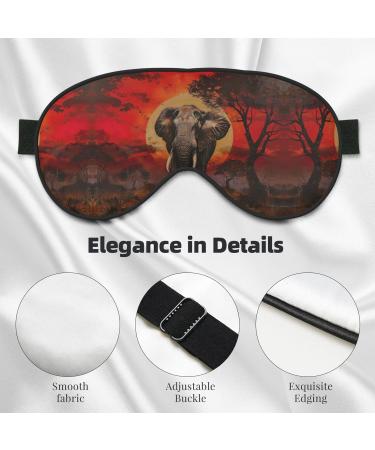 SSIMOO Elephant Sunset Print Eye Mask - Ultra-Soft Light-Blocking Design for Optimal Comfort & Restful Sleep - Black - Buy Online on GoSupps.com
