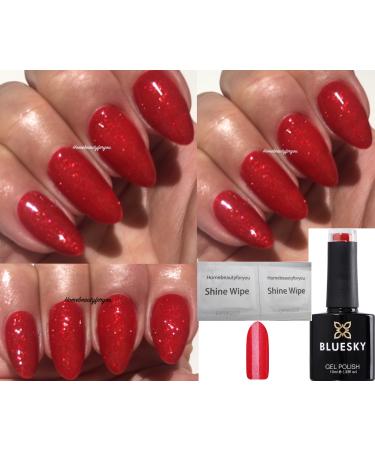 Bluesky Gel Nail Polish RED Glitter Sparkle Christmas Color A01 UV LED Soak Off 10ml