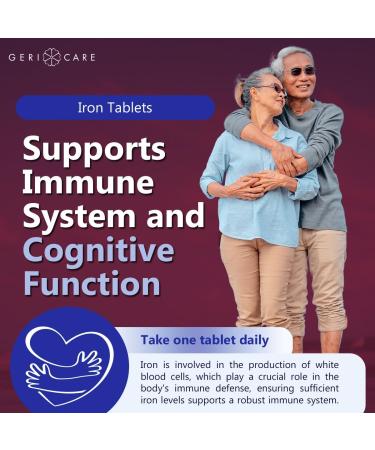 GeriCare Ferrous Sulfate Tablets 325mg, Elemental Iron 65 mg High Potency Iron Supplement | Dietary Supplement 100 Count. (Pack of 1) 100 Count (Pack of 1) - Buy Online on GoSupps.com