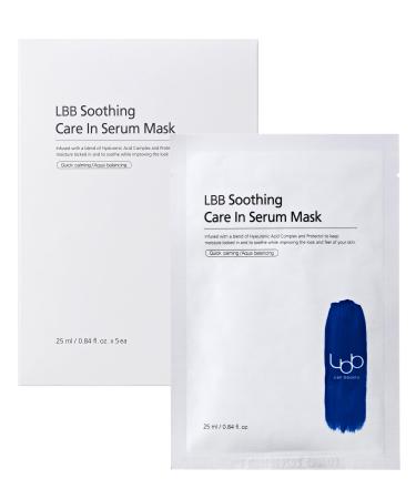 LBB Soothing Care In Serum Mask - Hypoallergenic Face Mask Sheet for Calming Moisturizing - Vegan Paper Mulberry Sheet - Protectol Hyaluronic Acid 5 Sheet