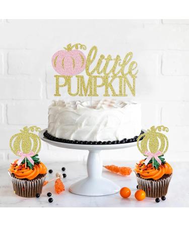 Gold Little Pumpkin Cake Toppers and Pumpkin Cupcake Toppers for Thanksgiving Party Baby Shower Decorations - Buy Online on GoSupps.com