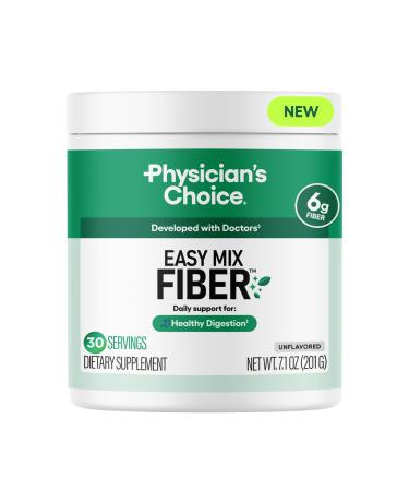 Physician's CHOICE Easy Mix Fiber for Digestive Health & Regularity - No Grit Sugar Free & Tasteless - Daily Prebiotic Soluble Fiber Powder Supplement for Women and Men - Unflavored - 7.1oz Fiber Powder 7.1 Ounce (Pack of