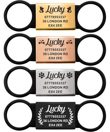 Dog Tag Personalised Dog Name Tag ID Tag for Pets Dogs Cats Engraved UK Slide On Collar Dog Tags 4 Colours Different Fonts Name Identity Tags(Black and Silver L) - Buy Online on GoSupps.com