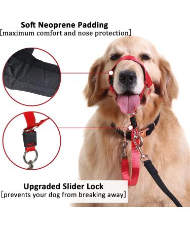 Barkeless Dog Halter | No-Pull Harness for Easy Training & Walking | Soft Lightweight Red Harness for Medium Dogs (L) with Expert Instructions - Buy Online on GoSupps.com