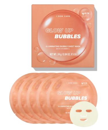 I Dew Care Sheet Mask Pack - Glow Up Bubbles | Bubble Facial Mask with Vitamin C and Niacinamide Daily Skin Care Brightening Illuminating Detox Moisturizing Hydrating Face Mask Korean Beauty (5 EA) 04 Glow Up Bub...