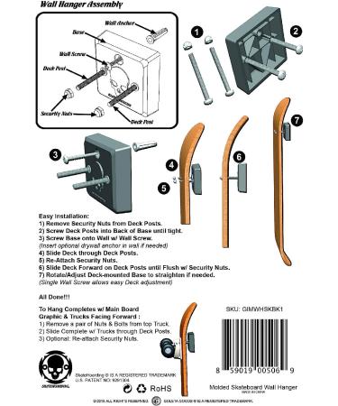 SkateHoarding HoverMount Skateboard Wall Hanger Rack - Display Your Skateboard in Style - Buy Online on GoSupps.com