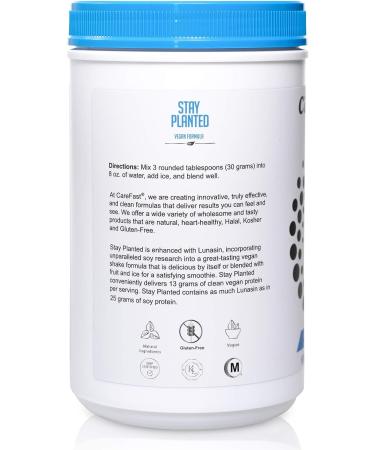 Carefast Stay Planted Vanilla Flavored Plant-Based Protein Powder - 2lb Tub | Non-GMO Soy, 13g Protein | Low Carb Vegan Shakes - Buy Online on GoSupps.com