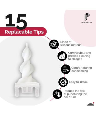 15pcs Q Grip Spiral Ear Wax Remover Replacement Tips with Silicone Swab Tips - Reusable Earwax Remover for Adults & Children - Buy Online on GoSupps.com