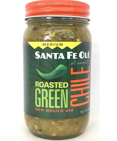 Santa Fe Ole Roasted New Mexico Green Chile Medium, 16oz (Pack of 6)