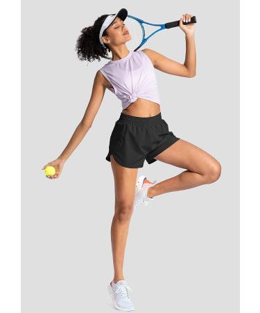 Soothfeel Women's High Waisted Running Shorts with Zipper Pockets - Black, Large - Buy Online on GoSupps.com