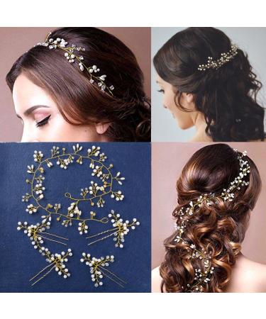 Elegant Bridal Headdress with Pearls & Crystals - Vintage Wedding Hair Accessories | Hair Wire & Hairband for Brides - Buy Online on GoSupps.com