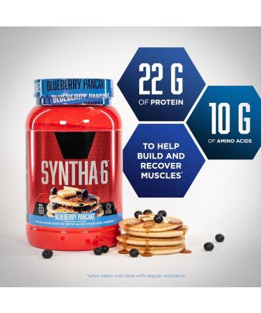 Syntha-6 Whey Protein Powder | High Protein Whey Protein Concentrate Whey Protein isolate Milk Protein Isolate & Micellar Casein | 22g Protein 10g EAAs Essential Amino Acids | 2.91LB 28 Servings (Blueberry Pancake) Blueberry Pancake 28 Servings (Pack of 1 - Buy Online on GoSupps.com