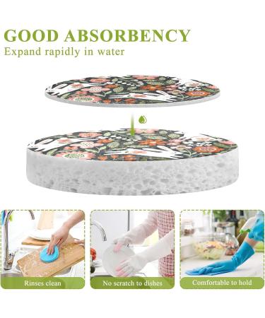 3-Pack Cleaning Kitchen Sponges Oval Cute Rabbit Kitchen Cellulose Dishwashing Wood Pulp Cotton - Buy Online on GoSupps.com