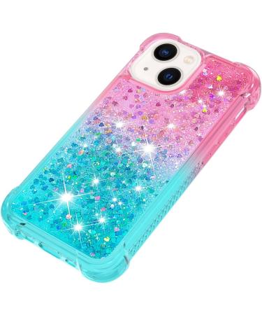 Tivenfezk Nadoli Glitzer Treisand Shell for iPhone 15 Plus | Silicone Shockproof Gradient Case | Transparent Bumper Liquid Cover in Pink & Blue - Buy Online on GoSupps.com