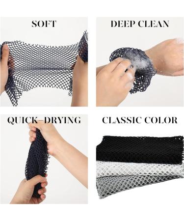 African Bath Sponge Set - Exfoliating Body Scrubber Trio in Black, White, Grey - Buy Online on GoSupps.com