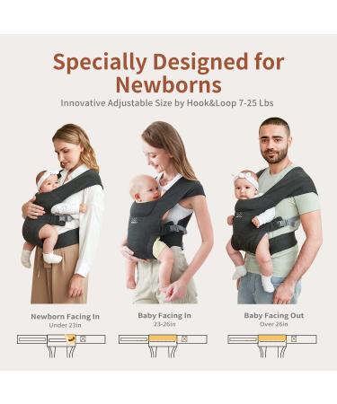 MOMTORY Newborn Baby Carrier | Cozy Wrap with Hook&Loop | Adjustable & Soft Fabric | Deep Grey - Buy Online on GoSupps.com