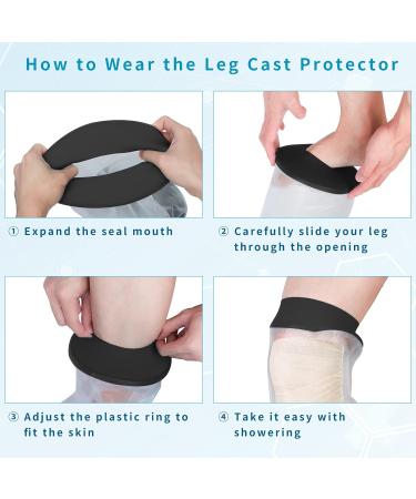 Waterproof Cast Cover for Shower - Reusable PICC Line Protector for Leg Surgeries - Black Adult Knee - Buy Online on GoSupps.com