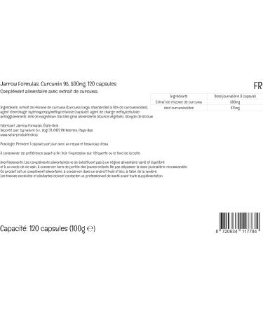 Jarrow Formulas Curcumin 95 Turmeric Extract 500mg 120 Vegan Capsules | Lab Tested | Soy Free | Gluten Free | Vegetarian | Non-GMO - Buy Online on GoSupps.com