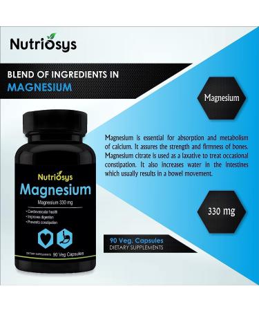 Johns Nutriosys Magnesium Citrate 330mg - 90 Veg Capsules for Improved Digestion - Buy Online on GoSupps.com