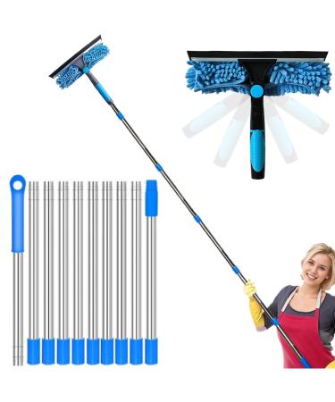 1Set Window Cleaning Kit Window Squeegee Cleaner Tool with 10-Section Extension Pole Window Squeegee 2-in-1 Rotatable Window Squeegee Telescopic Pole for Home Car Glass