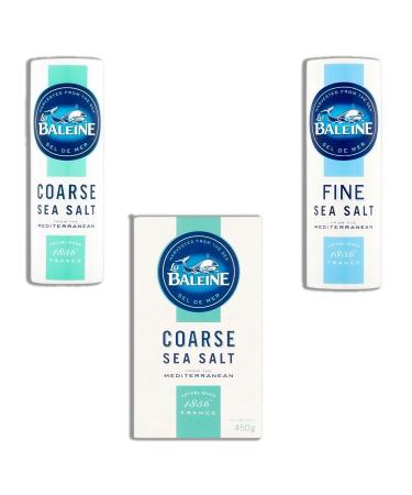 La Baleine Cooking & Dining Occasions Sea Salt Pick N Mix - Choose From 3 Flavours | Coarse Salt Box Coarse & Fine Sea-Salt Shaker for Cooking and Seasoning - Pack of 3 450.00 g (Pack of 3)