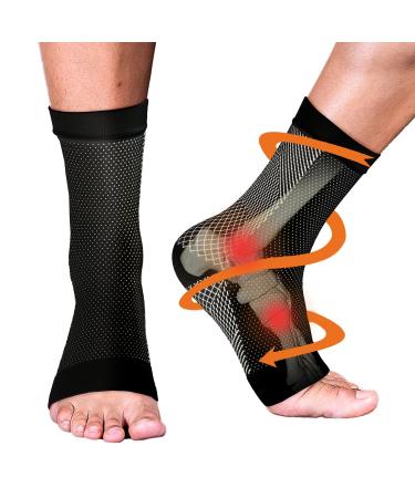 Neuropathy Socks - Compression Socks for Men Women - Ankle Sleeve Compression Support Brace for Relief of Plantar Fasciitis Achilles Tendonitis Foot Pain (Black L/XL) L/XL Black