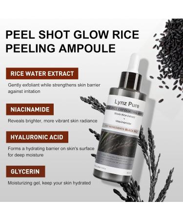 Peel Shot Glow Black Rice Exfoliant & Niacinamide Exfoliating Peeling Ampoule | Gentle Exfoliating for Face & Body to Refine Pores Brighten Skin Deep Pore Cleansing For All Skin Types | 2.71 Fl Oz Black Rice 2.71 Fl Oz (P  - Buy Online on GoSupps.com