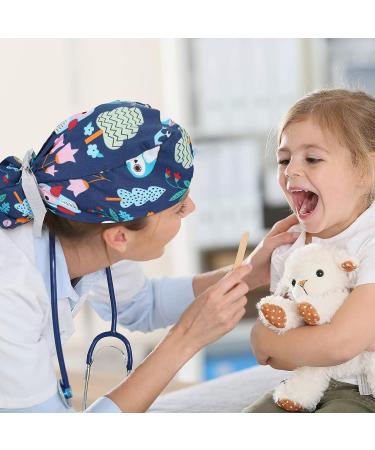 Adjustable Women's Scrub Caps with Buttons - 4 Pcs Nursing Bouffant Turban Hats (Fresh Style) - Buy Online on GoSupps.com