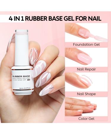 Nicedeco 8ml Rubber Base Set - 6 HEMA-Free Gel Colors for Soak Off Nail Art | International Shipping Available - Buy Online on GoSupps.com