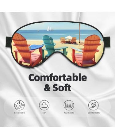 Beach Chairs & Scenery Print Soft Eye Mask - Travel Sleep Mask for Men & Women | Comfortable Sleep & Relaxation - Buy Online on GoSupps.com