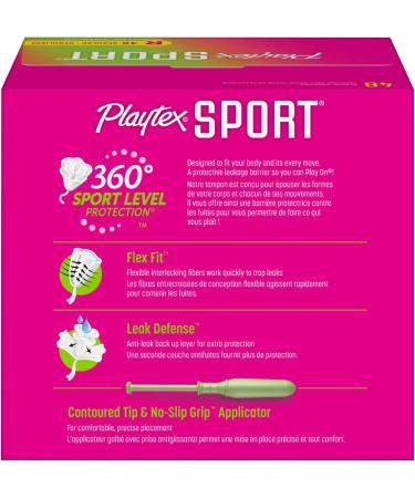 Playtex Sport Tampons Regular Absorbency 48 Count - White, Unscented - Buy Online on GoSupps.com