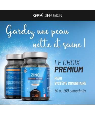 Zinc Citrate - 15 mg - 200 tablets - Skin - Immune System - GPH Diffusion - Buy Online on GoSupps.com