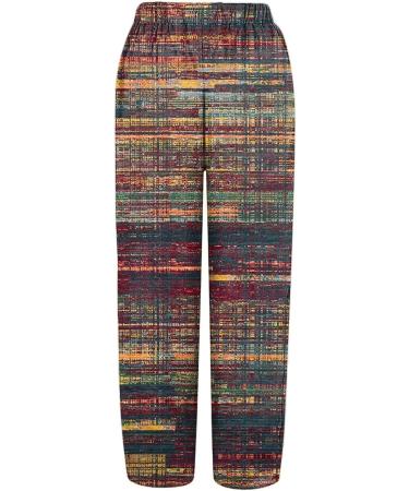 Women's Casual Cotton Linen Capri Pants - Elastic Waist, Wide Leg Cropped Trousers | Coffee Medium - Buy Online on GoSupps.com