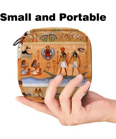 Ancient Egypt Scene Sanitary Napkins Storage Bag | Portable Menstrual Cup Pocket with Zipper for Teen Girls & Women - Buy Online on GoSupps.com