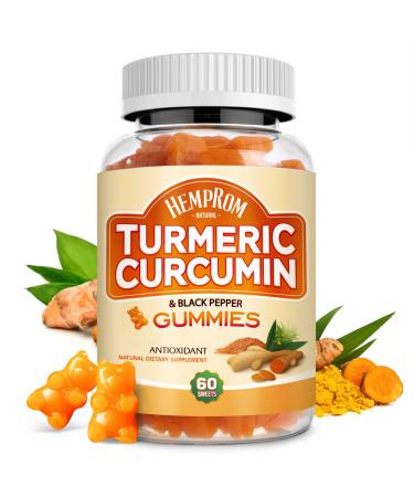 Turmeric Curcumin Gummies with Black Pepper Extra Strength Absorption  Chewable Turmeric Gummy Supplement for Adults  Joint Support  Vegan  60 Chews 1